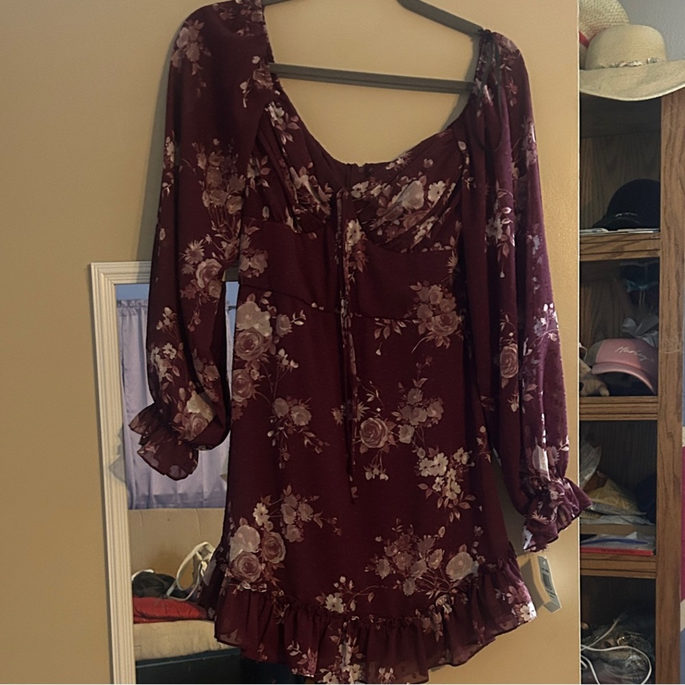 B Darlin Burgundy Floral Blouse
